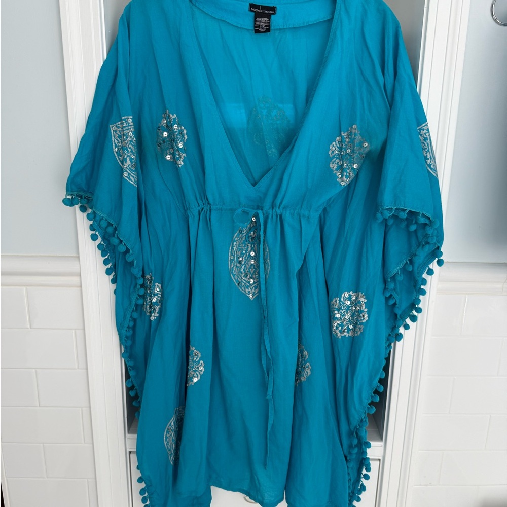 Teal Embellished Kaftan